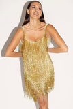 Flytonn-nye outfits Sparkly Scoop Neck Sleeveless Gatsby Fringe Flapper Party Mini Dress - Gold-back to school outfits Christmas  Outfits Thanksgiving Gift New Year's Eve