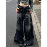 Flytonn-Women's Baggy Blue Jeans Vintage America Y2k Denim Trousers Harajuku High Waist Cowboy Pants 2024 Autumn Trashy Clothes