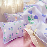 Flytonn-2025 Spring Bedding Set Flowers Rabbit Bedding Set Ins No Filler Single Queen Size Duvet Cover Flat Sheet Pillowcase Girls Boys New Comforter Duvet