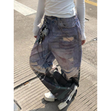 Flytonn-Blue High Waist Women Jeans American Fashion Streetwear Wide Leg Jean Female Trouser Vintage Y2K NEW Straight Baggy Denim Pants