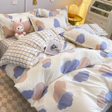 Flytonn-2025 Spring Bedding Set Kawaii Cherry Duvet Cover Set Pillowcase Flat Sheet Floral Boys Girls Twin Full Size Soft Bedding Kit Korean Ins Style Home Use