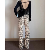 Flytonn-American Retro High Waist Straight leopard Print Jeans Pockets Print Hip-hop Pants 2024 Autumn Women Casual Y2K Denim Trouser