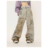 Flytonn-Women's Print Jeans Vintage Y2k 90s Aesthetic Baggy Denim Trousers Harajuku Oversize Cowboy Pants Emo 2000s Trashy Clothes 2024