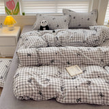 Flytonn-2025 Spring Bedding Set Classic Plaid Bedding Set 2025 Blue Pink Twin Queen Duvet Cover Flat Sheet Pillowcase No Filler Girl Boys Hotel Home Bed Linens