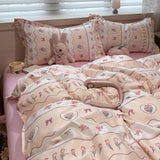 Flytonn-2025 Spring Bedding Set Cute Dog Bedding Set New Arrival Blue Twin Queen Duvet Cover Flat Sheet Pillowcase No Filler Girl Boys Hotel Home Bed Linens