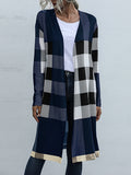 Flytonn-Winter Outfits Christmas Thanksgiving Gift New Year's Eve Outwear Long Sleeves Loose Plaid Collarless Outerwear