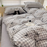 Flytonn-2025 Spring Bedding Set Checkerboard Bedding Set No Comforter Quilt Duvet Cover Pillowcase Flat Sheet Single Queen Size Polyester Bedclothes