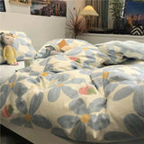 Flytonn-2025 Spring Bedding Set Tulips Duvet Cover Set with Flat Sheet Pillowcases Fashion Twin Double Queen Size Bed Linen Soft Boys Girls Bedding Kit