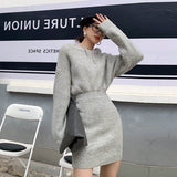 Flytonn-y2k outfits Autumn/Winter Hooded Thick Knitted Hoodie Wrap Hip Short Dress New Fashion Waist Slimming Long Sleeve Black Dress for Women