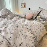 Flytonn-2025 Spring Bedding Set Pink Floral Bedding Set with Duvet Cover No Filler Pillowcase Flat Sheet Ins Nordic Style Kid Adult Single Double Size BedSpread