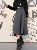 Flytonn-y2k outfits Irregular Skirt Women's Spring Summer New High Street Harajuku High Waist A-line Long Skirt Vinatge Punk Dress Gothic Streetwear