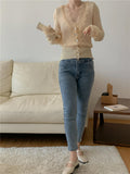 Flytonn-back to school outfits V-Neck Lace Knitted Vintage Sweater-spring outfits