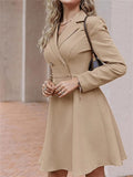 Flytonn-Fall Outfits Women Outwear Streetwear -Graduation Gift Back to School Season Summer Vacation Dress Spring Outfit Autumn and Winter New Temperament Commuter Women's High-waisted Solid Color Double-breasted Long-sleeved Dress Jacket