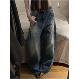 Flytonn-Blue Jeans Women 90s Vintage Personality High Waisted Straight Trouser Streetwear Casual Loose Girl Wide Leg Classic Denim Pants