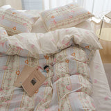 Flytonn-2025 Spring Bedding Set Flowers Rabbit Bedding Set Ins No Filler Single Queen Size Duvet Cover Flat Sheet Pillowcase Girls Boys New Comforter Duvet