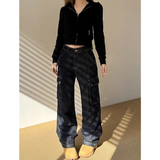 Flytonn-Black Jeans Women American Style Y2K 90S Vintage High Waisted Jean Straight Trouser Streetwear Casual Loose Wide Leg Denim Pants