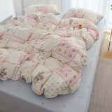 Flytonn-2025 Spring Bedding Set Korean Style Duvet Cover Set No Filler Fashion Floral Ins Twin Double Queen Size Boys Girls Flat Sheet Pillowcases Bedding Linen