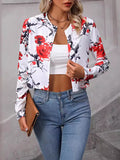 Flytonn-Winter Outfits Christmas Thanksgiving Gift New Year's Eve Outwear Long Sleeves Loose Buttoned Flower Print Split-Joint Round-Neck Blazer Outerwear