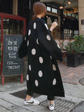 Flytonn-Winter Outfits Christmas Thanksgiving Gift New Year's Eve Outwear Loose Polka-dot Printed Long Cover-up