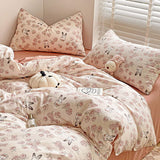 Flytonn-2025 Spring Bedding Set Ins Duvet Cover Set No filler Floral Style with Flat Sheet Pillowcase Twin Queen Double Girls Boys Home Deco New Bed Linen