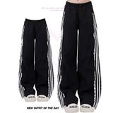 Flytonn-Women's Black Gothic Flare Pants Harajuku Streetwear Aesthetic High Waist Sweatpants Jogger Y2k 2000s Vintage Trousers Clothes