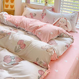 Flytonn-2025 Spring Bedding Set Floral Bedding Set Ins Korean Style Girls Full Queen Size Duvet Cover Flat Sheet Pillowcase No Filler Soft New Home Bed Linens