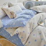 Flytonn-2025 Spring Bedding Set Kawaii Cherry Duvet Cover Set Pillowcase Flat Sheet Floral Boys Girls Twin Full Size Soft Bedding Kit Korean Ins Style Home Use