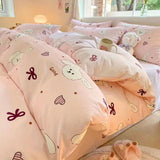 Flytonn-2025 Spring Bedding Set Kawaii Bedding Set for Kids Ins Twin Queen Size Duvet Cover Flat Sheet Pillowcase No Filler Girls Boys Home Totel Bed Linens