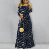 Flytonn-Black Friday Sale - Summer Bohemian Temperament Bronzing Polka Dot Puff Sleeve Casual  Maxi Dress