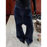 Flytonn-Casual Style Black Straight Vintage High Waist Jeans Korean Style Pants Women's Wide Leg Baggy Y2K Full Length Denim Trouser