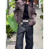 Flytonn-Black High Waist Women Jeans Hip-hop Style Fashion Vintage Streetwear Y2K Wide Leg Jean 2024 Female Trouser Baggy Denim Pants