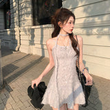 Flytonn-y2k outfits Spicy Girl Slimming Slip Dresses for Women Spring/Summer New Korean Chic Waist Tight Sequin Sleeveless Waist A-line Short Dress