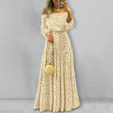 Flytonn-Black Friday Sale - Summer Bohemian Temperament Bronzing Polka Dot Puff Sleeve Casual  Maxi Dress