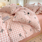 Flytonn-2025 Spring Bedding Set Ins Style Bedding Set Fashion Cream Pastoral Full Queen Size Duvet Cover No Filling Flat Sheet Pillowcase Kit Kawaii