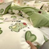 Flytonn-2025 Spring Bedding Set Cute Bear Bedding Set No Filler Full Queen Size Duvet Cover Flat Sheet Pillowcase Kids Adults Fashion Soft Comforter Cover