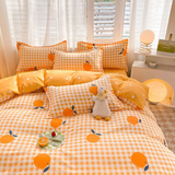 Flytonn-2025 Spring Bedding Set Ins Simple Style Duvet Cover Set with Pillowcases Flat Sheet No Comforter Grey Boys Girls Bedding Kit Single Twin Bed Linens