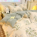 Flytonn-2025 Spring Bedding Set Floral Duvet Cover Set 2025 New Spring Twin Queen Size Girls Boys Flat Sheet Pillowcase No Filler Fashion Home Hotel Bed Linens