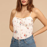 Flytonn-BACK TO SCHOOL OUTFIT Beach Style Summer Tops For Women 2025 Fashion Vintage Floral Print Spaghetti Strap Top Tie Up Neck Sleeveless Casual Cami Top