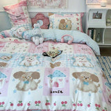 Flytonn-2025 Spring Bedding Set Kawaii Bedding Set for Kids Ins Twin Queen Size Duvet Cover Flat Sheet Pillowcase No Filler Girls Boys Home Totel Bed Linens