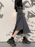 Flytonn-y2k outfits Irregular Skirt Women's Spring Summer New High Street Harajuku High Waist A-line Long Skirt Vinatge Punk Dress Gothic Streetwear