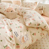 Flytonn-2025 Spring Bedding Set Cute Cartoon Bedding Set Ins Style Duvet Cover Without Comforter Pillowcases Flat Sheet New Arrival Soft Bed Linens