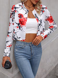 Flytonn-Winter Outfits Christmas Thanksgiving Gift New Year's Eve Outwear Long Sleeves Loose Buttoned Flower Print Split-Joint Round-Neck Blazer Outerwear