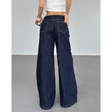 Flytonn-Blue Women Jeans High Waist Vintage Straight LOOSE Denim Y2K Pants Streetwear American Large Size Fashion Wide Leg Denim Trouser