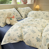 Flytonn-2025 Spring Bedding Set Floral Bedding Set Ins Korean Style Girls Full Queen Size Duvet Cover Flat Sheet Pillowcase No Filler Soft New Home Bed Linens