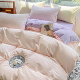 Flytonn-2025 Spring Bedding Set Solid Bedding Set Nordic Style Flat Sheet Duvet Cover Pillowcase Ins Single Double Full Size Bed Linen Boys Girls Home Textile