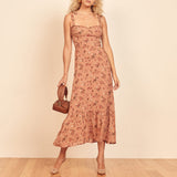 Flytonn-BACK TO SCHOOL OUTFIT Summer Dresses For Women 2025 Elegant Ruffle Hem Floral Chiffon Midi Dress Frill Edge Sweetheart Neck Strap Tie Sexy Slip Dress