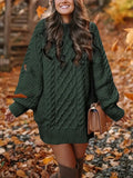 Flytonn- Oversized Cable Knit Sweater Dress