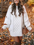 Flytonn- Oversized Cable Knit Sweater Dress