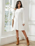 Flytonn- Solid Knit A-line Sweater Dress