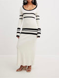 Flytonn- Striped Knitted Midi Dress